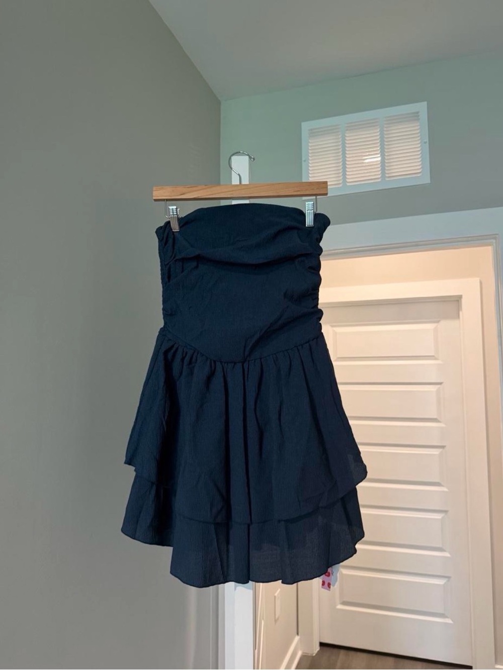 NWT Cider Navy Blue Strapless Tiered Romper